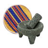 Kit de molcajete de piedra y tortillero tejido a mano