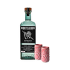 Mezcal Montelobos con vasitos de talavera rosa